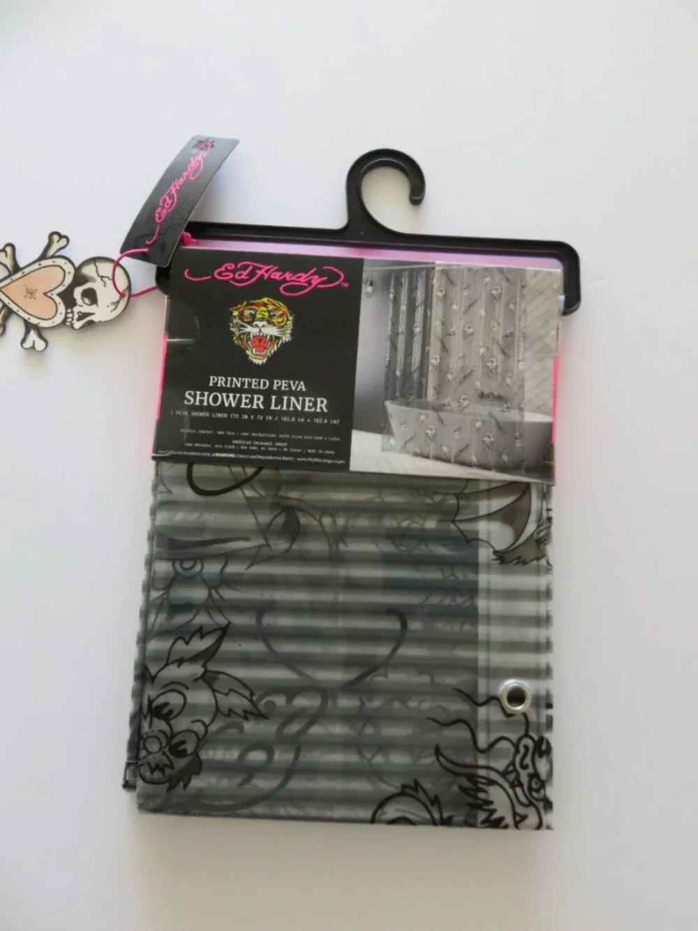 (#143) Ed Hardy Shower Curtain Liner 72x72 Tattoo Printed PEVA